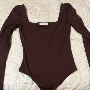 Brown Aritzia Babaton Long Sleeve Bodysuit